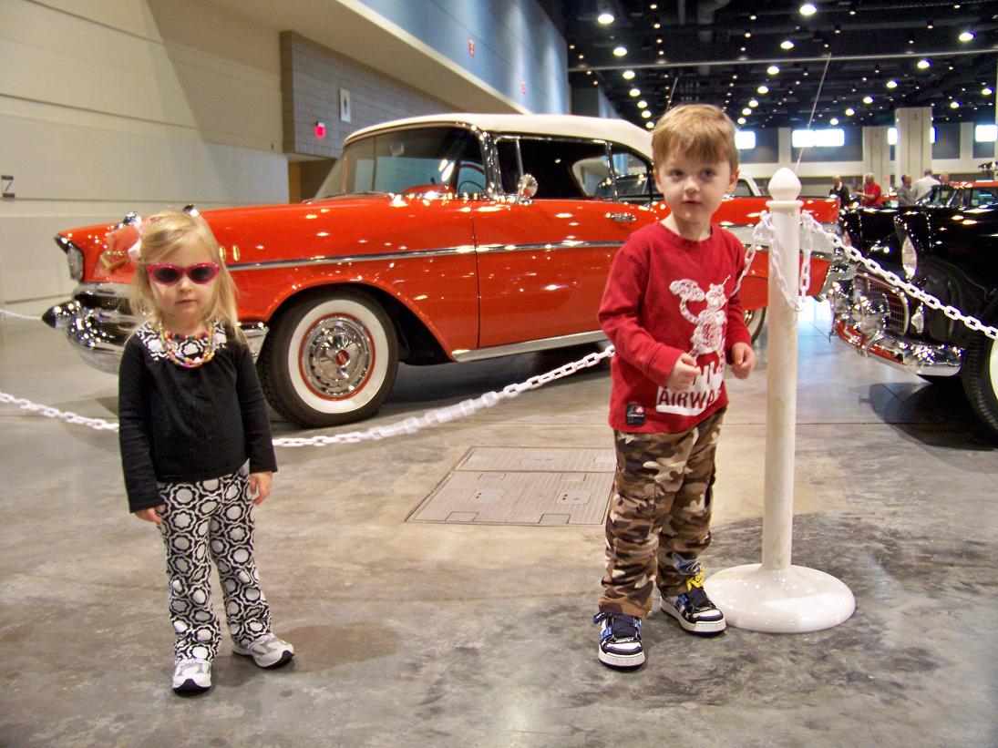 liza and adam at the car show.  